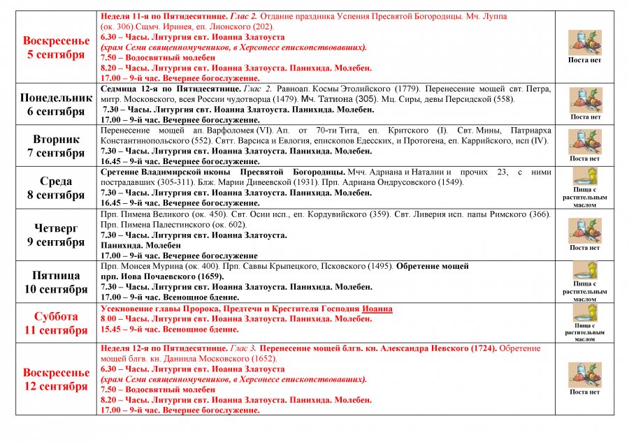 Расписание богослужений в Херсонесе. Расписание пасхальных богослужений в Херсонесе.